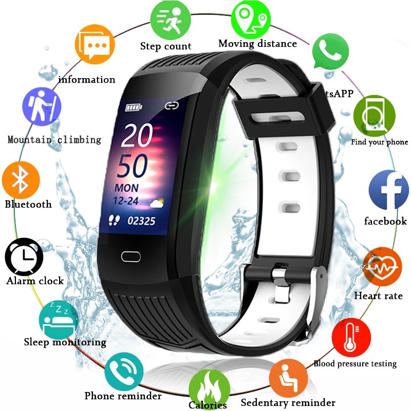 Smart Bracelet Fitness Tracker Waterproof Heart Rate Monitor Two tone strap Digital Sport Watch