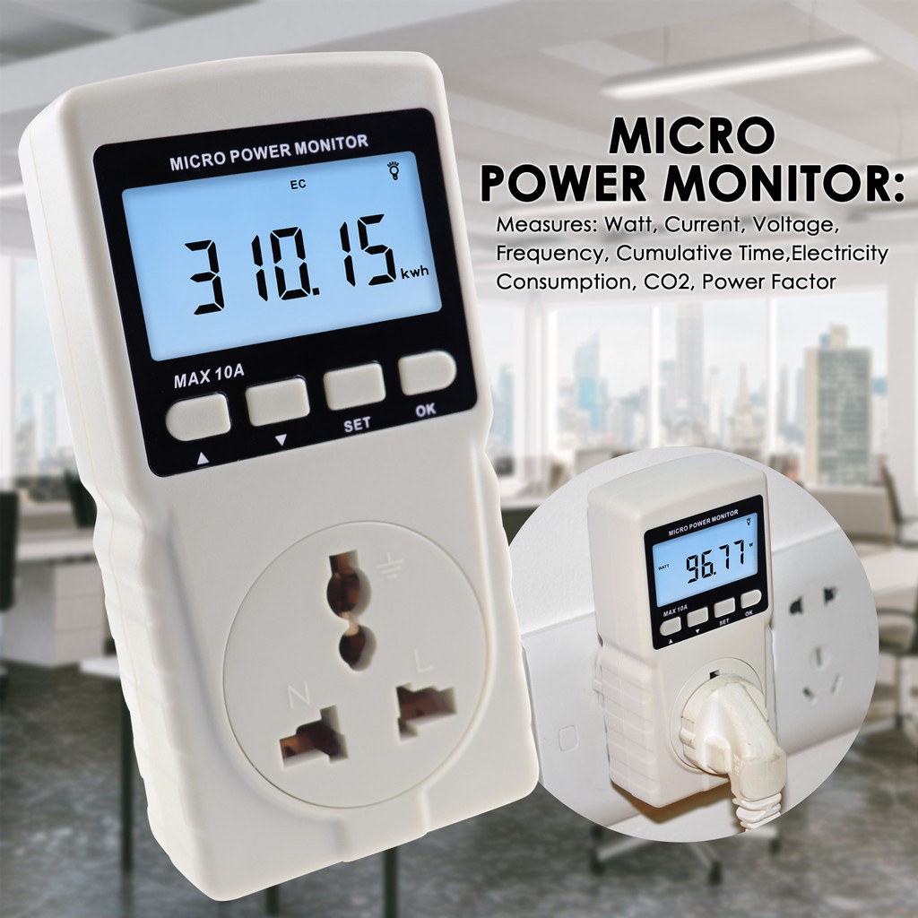 Power Meter Wattmeter Energy Consumption Meter Watt Voltage Current