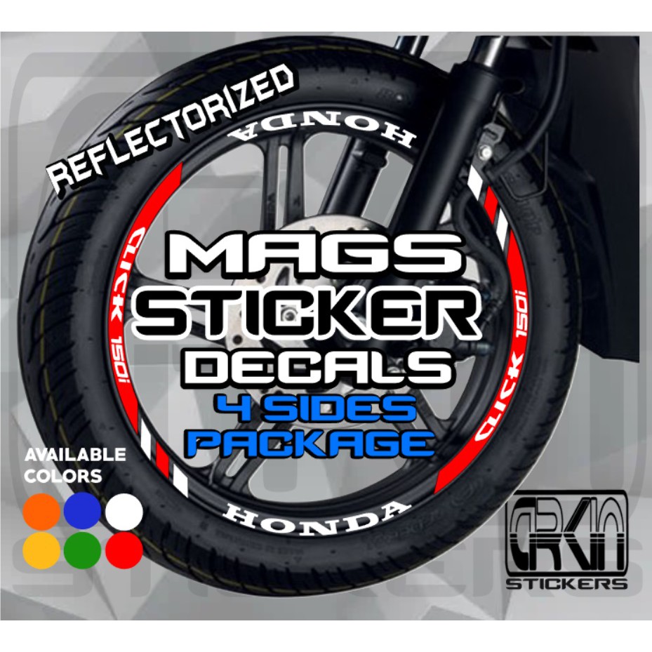 Click 150i reflectorize mags sticker set for 2 wheels front and back ...