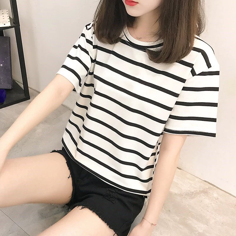 Black and white striped shirt girls sales