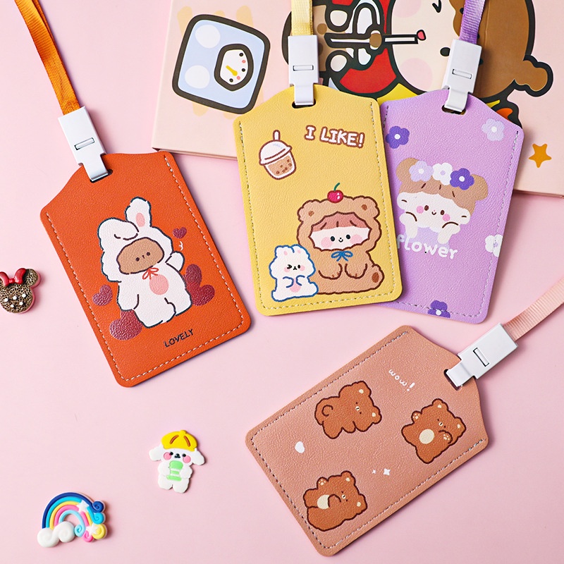 Cute Cartoon Badge Hanging Rope Card Holder, Student ID Card Holder ...