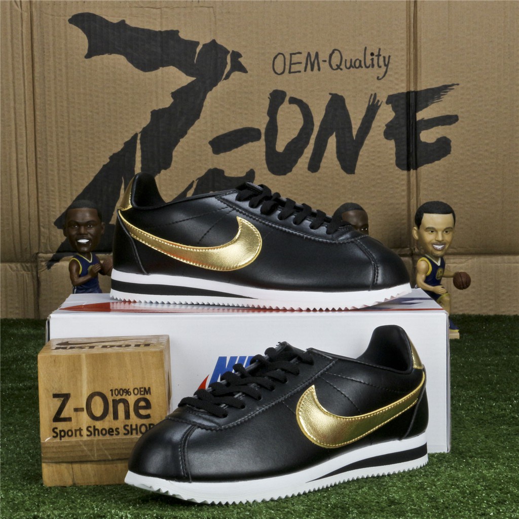 Nike cortez mens hot sale black and gold