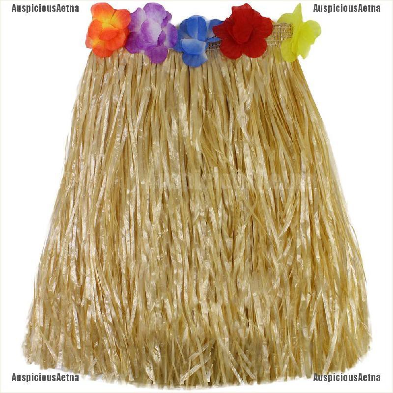 【Aetna】Hawaiian Grass Skirt Hula Skirt Lei Costume Luau Party Dance