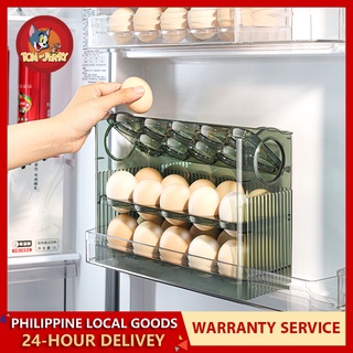 Plastic Egg Holder for Refrigerator 3-Layer Flip Fridge Egg Tray Container,  Kitchen Countertop Fresh Egg Storage Container 30 Grid