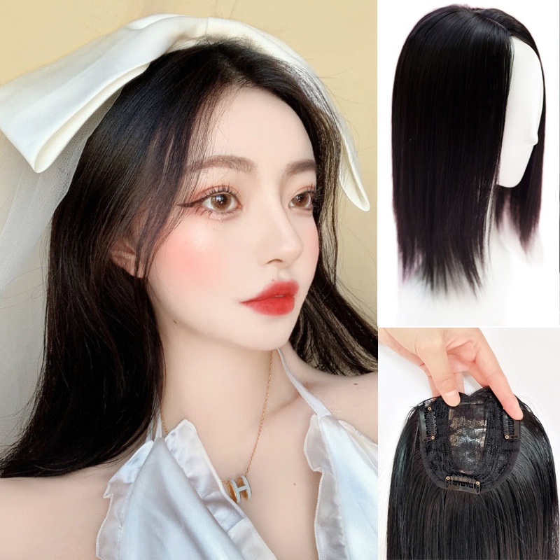 Wig Female Middle Split With Bangs Head Replacement Block Long Straight ...