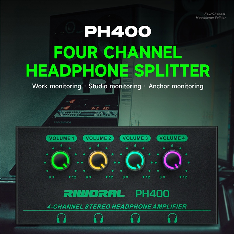 Headphone Amplifier 4 Channel Headphone Splitter Amplifier with 1/4