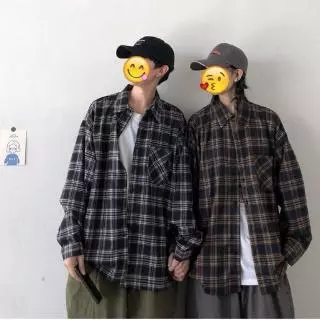 Mens Casual Shirts Plaid Printed Couple Clothes Hooded Long Sleeve