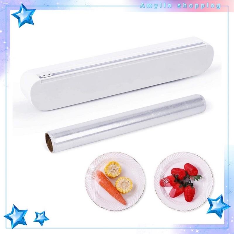 Plastic Food Wrap Dispenser with Slide Cutter Adjustable Cling