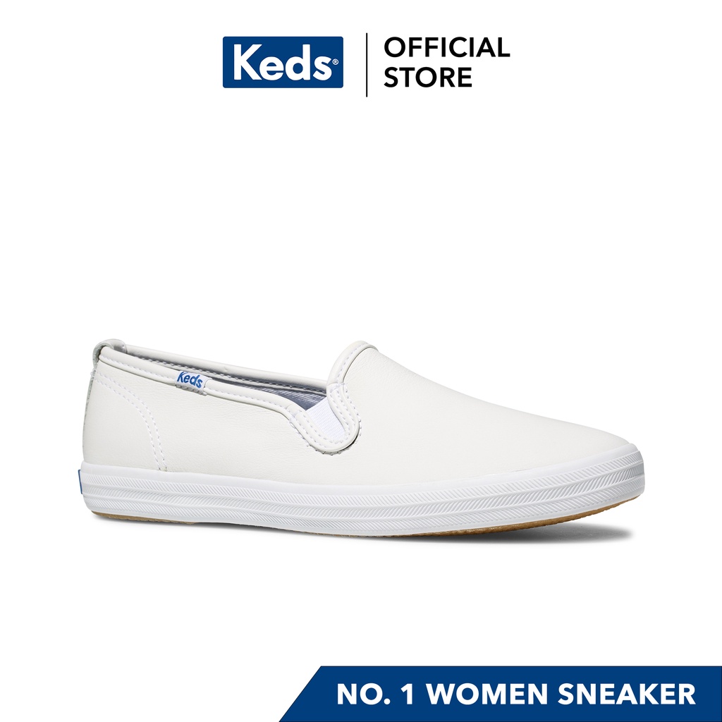 Womens keds leather slip on sale on