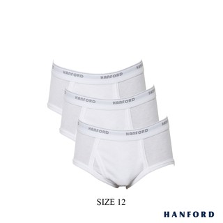 Hanford Kids/Teens Premium Ribbed Cotton Classic Briefs w/ Fly Opening -  White (3in1 Pack)