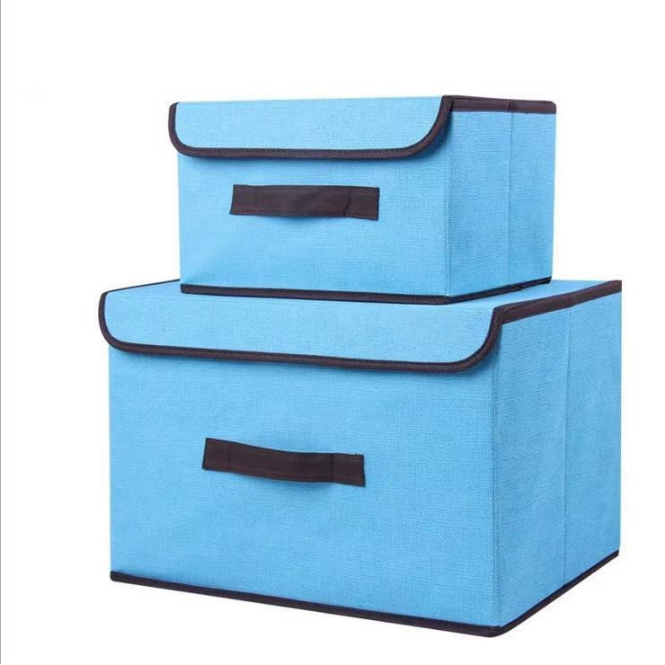 2in1 Plain Color Foldable Storage Box Organizer With Cover set Shopee