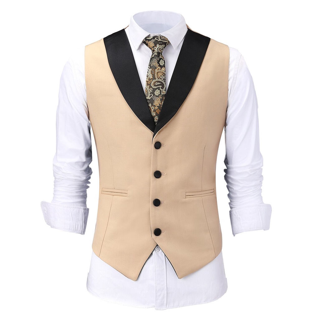 Casual Men's Beige Vest Jacket Slim Fit Prom Burgundy Tuxedos Blazer Champagne Suits Waistcoat