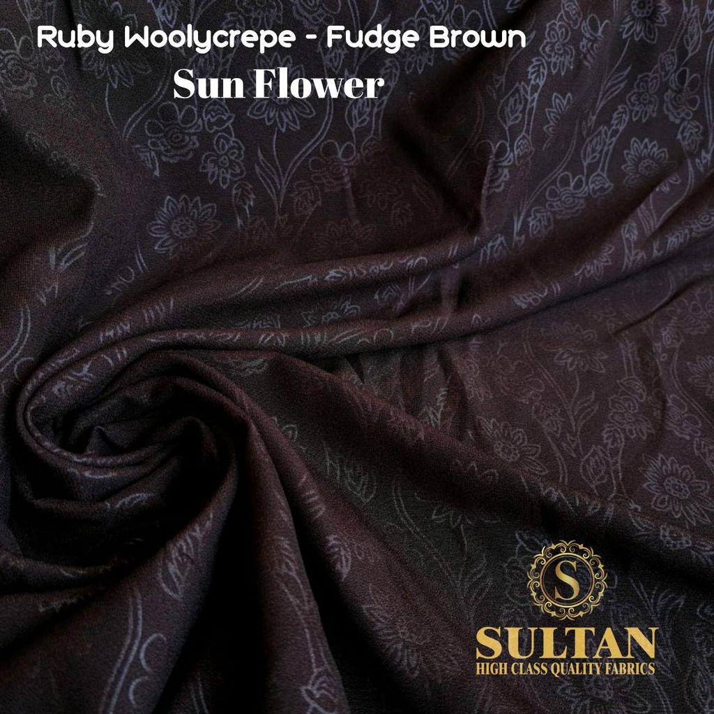 Soft and smooth Sultan abaya fabric Ruby Woolcrepe Fudge Brown Emboss ...