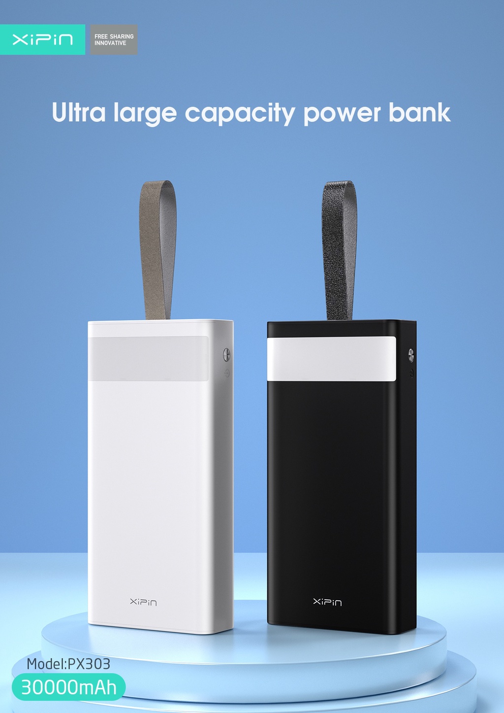 Xipin PX723 Dual USB Portable Powerbank 30000mAh with Quick Charge LED  Light Indicator