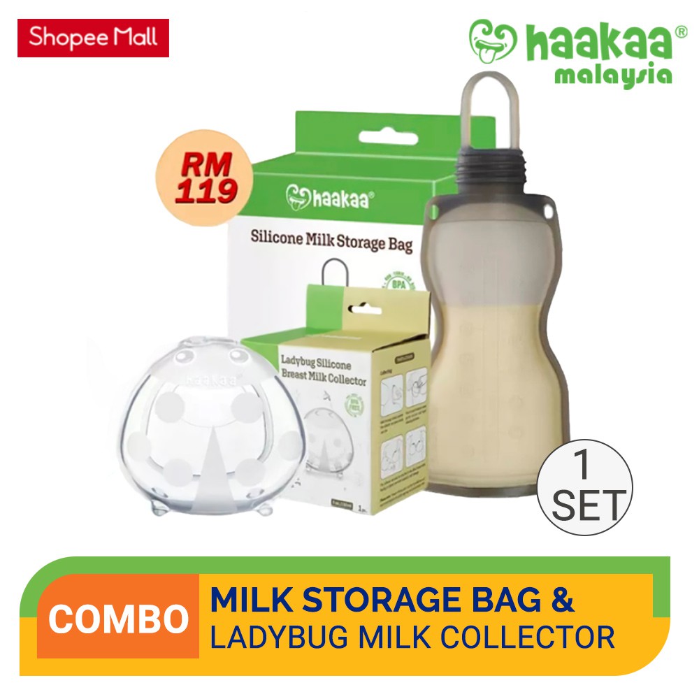 HaaKaa COMBO Milk Collector Ladybug & Silicone Milk Storage Bag ( 260ml