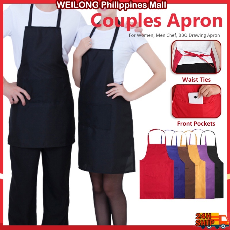 1 Pcs Waterproof Apron Woman's Solid Color Cooking Men Chef Waiter