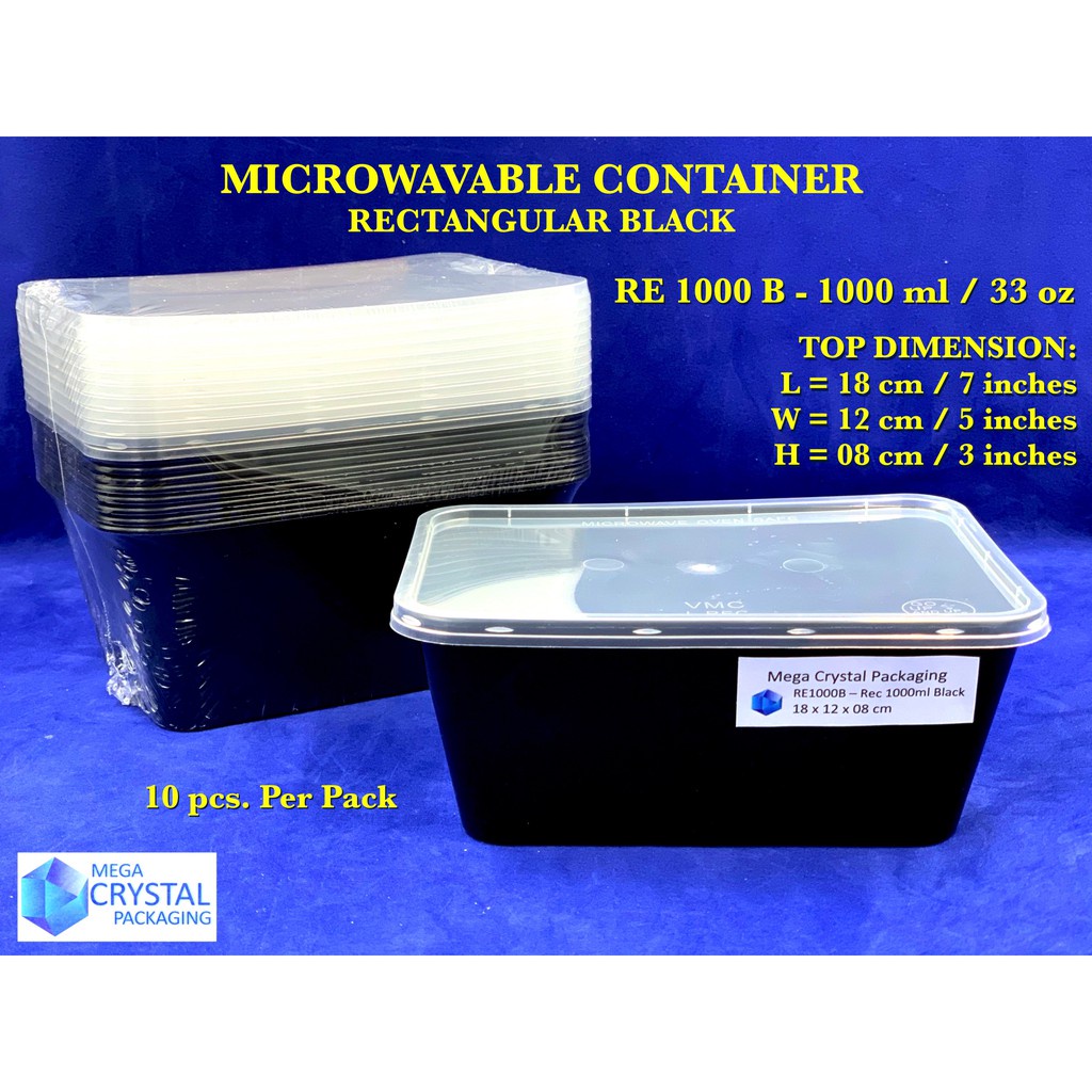 Microwavable Plastic Container Square SQ1500 10pcs/pack