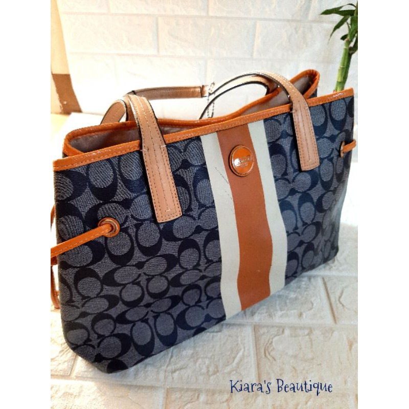 Coach bag with hot sale blue stripe