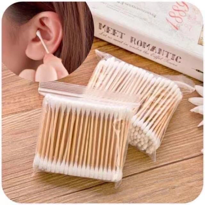 100/80 pcs Double Head Wood Cotton Buds Cotton Swabs small dirt ear