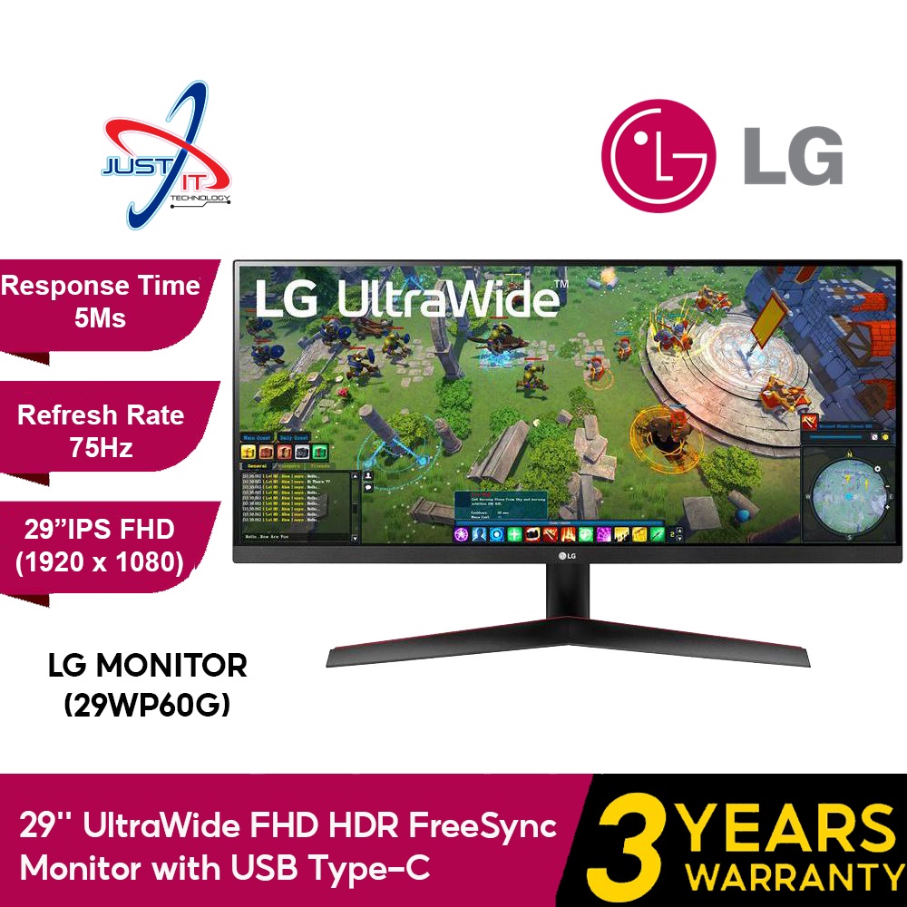 LG 29WP60G Ultrawide 29" IPS FHD 75Hz 1Ms Radeon Freesync LED Monitor ...