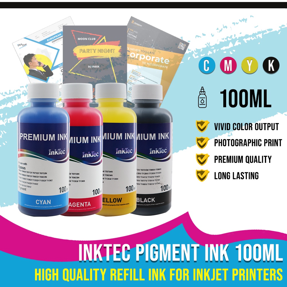 INKTEC Pigment Ink 100ML Waterproof Ink for Inkjet Printers Premium