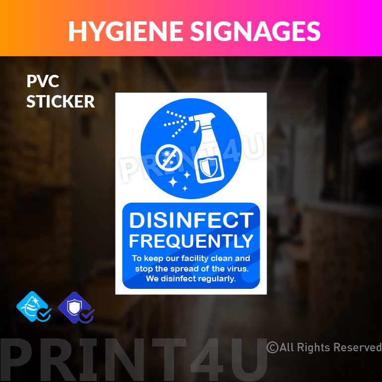 PRINT4U HYGIENE SIGNAGES STICKER WASH HAND KEEP CLEAN SANITISE HAND ...