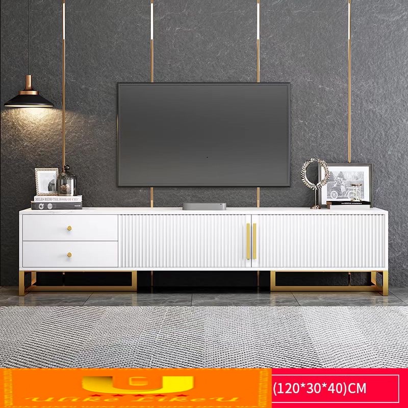 TV Rack 120&140*30*42cm (Marble White/Gold Black and Dark Gray ) with 2 ...