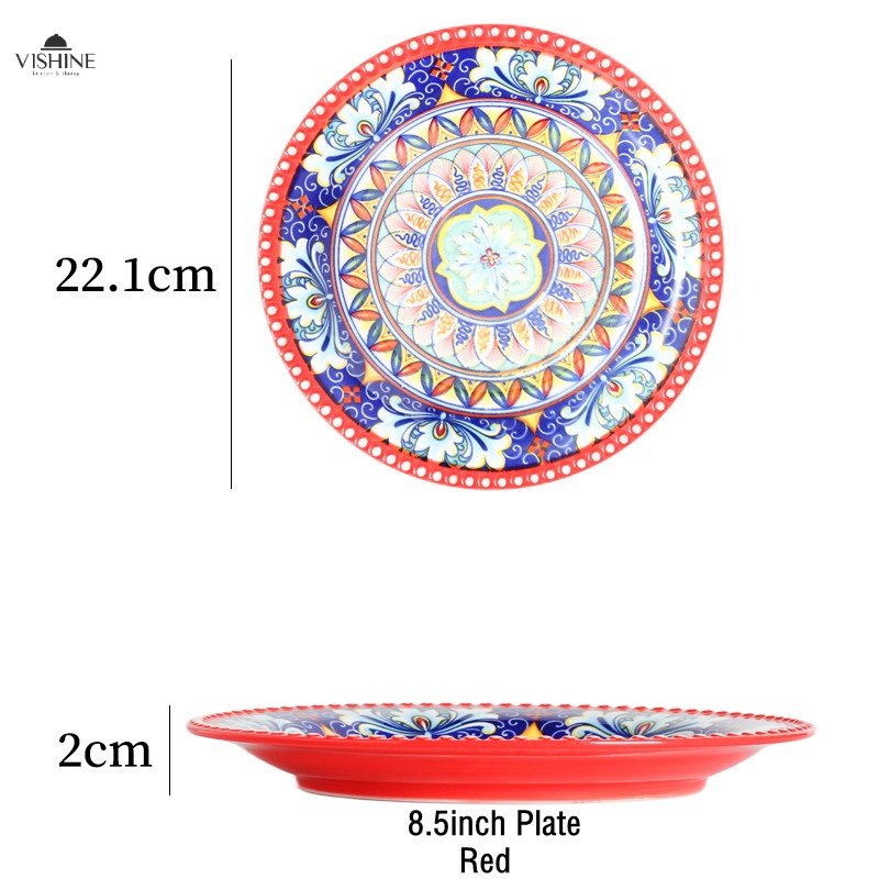 Moroccan Embossed Dot Style Ceramic Tableware Salad Dinner Plate Dish ...