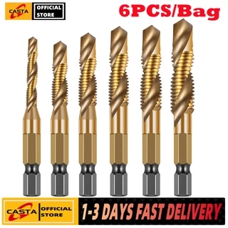 High-Speed Steel Screw Tap Drilling With A Bit - M3-M10, 1/4 IN Quick Change Hex Tool For Woodworking, With HSS Tap Counter Sink And Deburr Metric