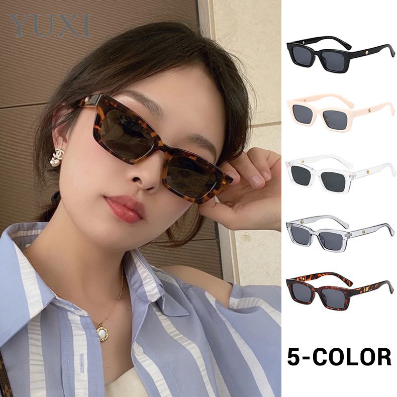 European and American Retro Rectangular Disco Sunglasses Jenny Same  Sunglasses Women Kuchao Black Cat Eye Hot Mom Glasses Trendy