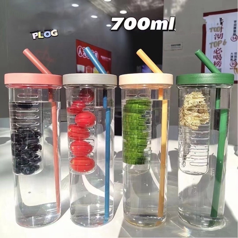 INS 700ml Influencer Juice Flower Tea Cup-Plastic Straw Water Cup-High ...