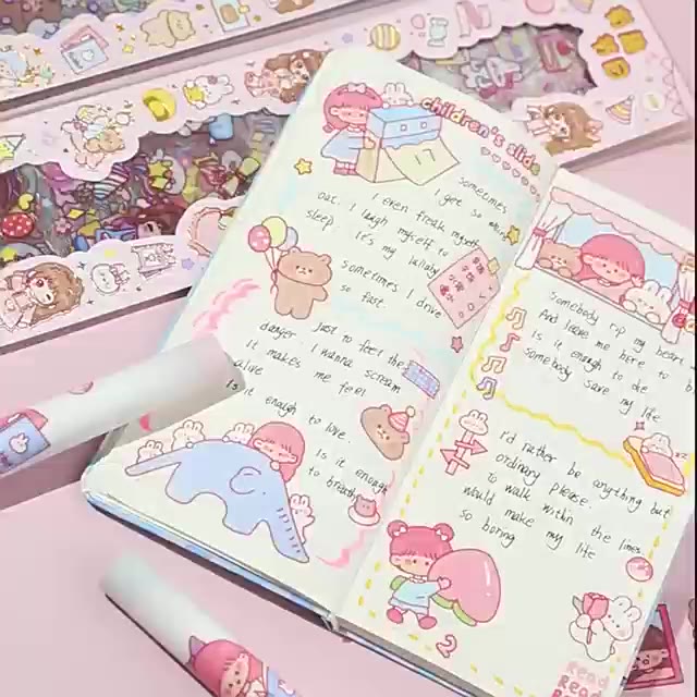 20 Sheet PET Strip Stickers Cute Cartoon Guka Hand Ledger Sticker Set ...