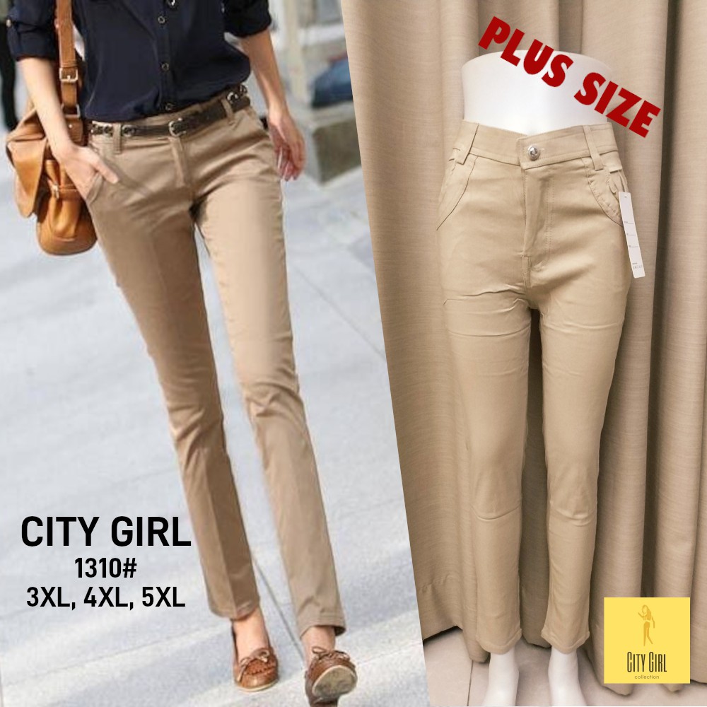 CITY GIRL Plus Size Stretch Cotton Skinny Fit Slack Pants Casual Officewear  Business Ladies #1310