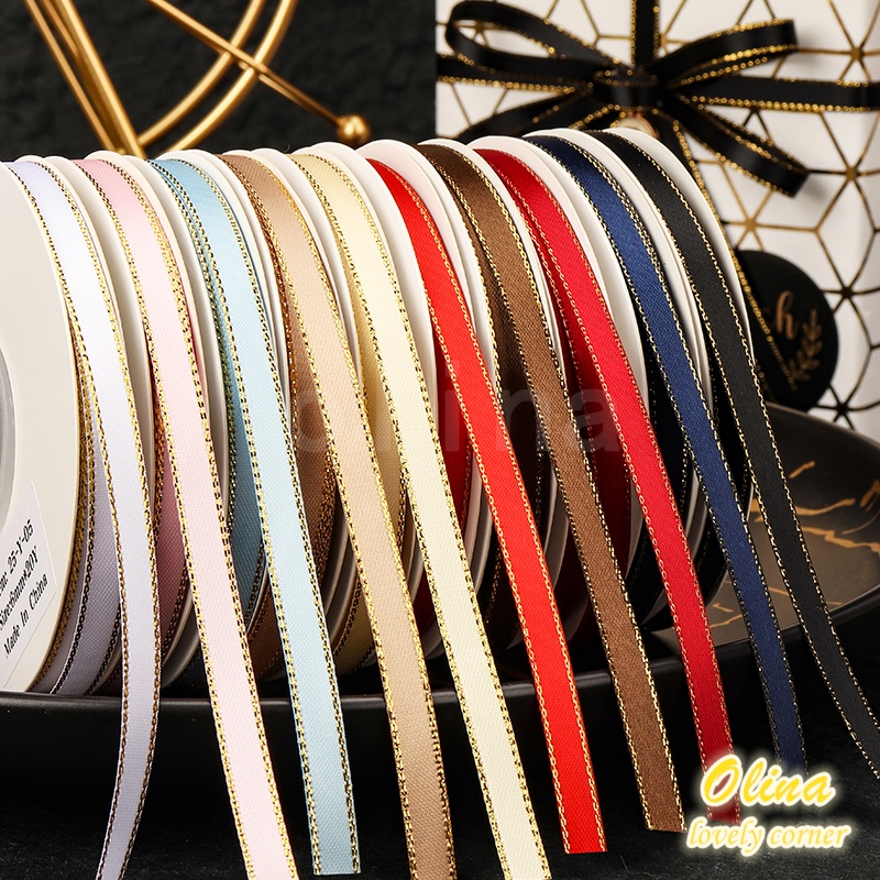 1820 cm/roll 6mm wide High-quality encrypted gold-rimmed ribbon ...