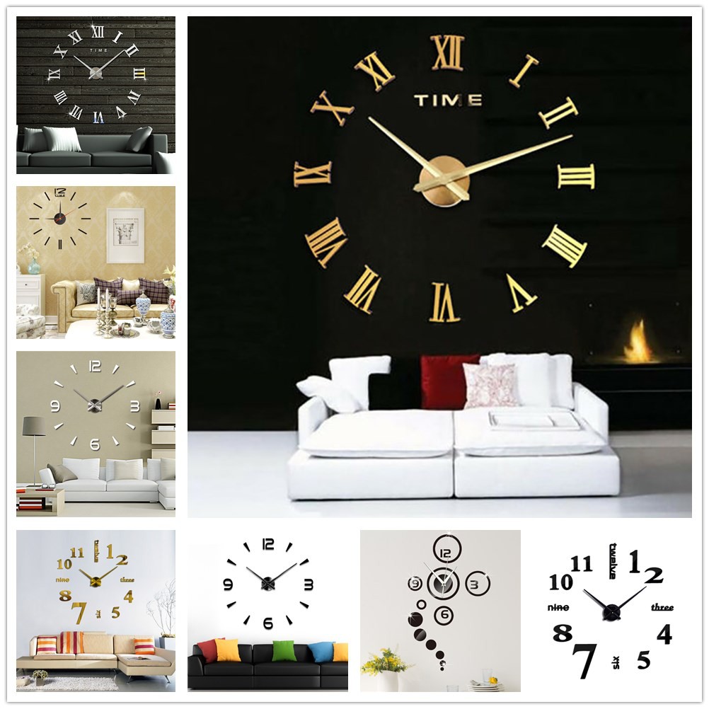 3D Wall Clock Roman Numerals Large Size Mirrors Art Clock Shopee Philippines