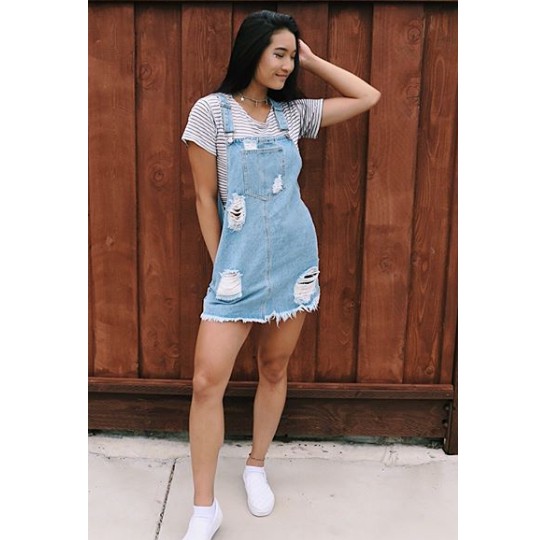 Denim jumper skirt with patches Shopee Philippines