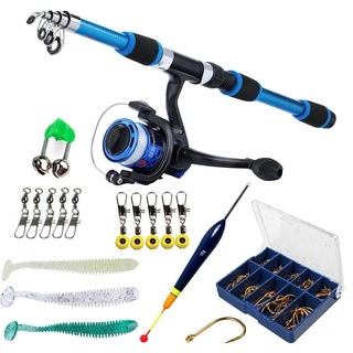 1.8M Portable Fishing Rod with Reel Complete Set Carbon Fiber Telescopic  Spinning Fishing Rod Bait Kit Lifelike Artificial Hooks Fishing Lure: Buy  Online at Best Price in UAE 