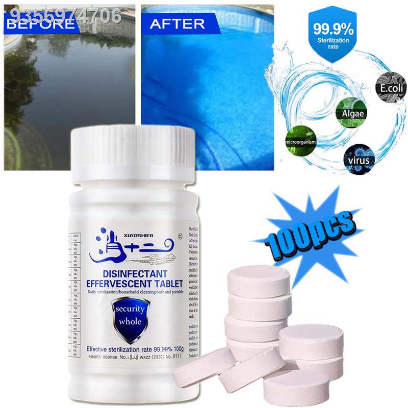 100pcs Clorine For Swimming Pool Color Blue Chlorine Tablet