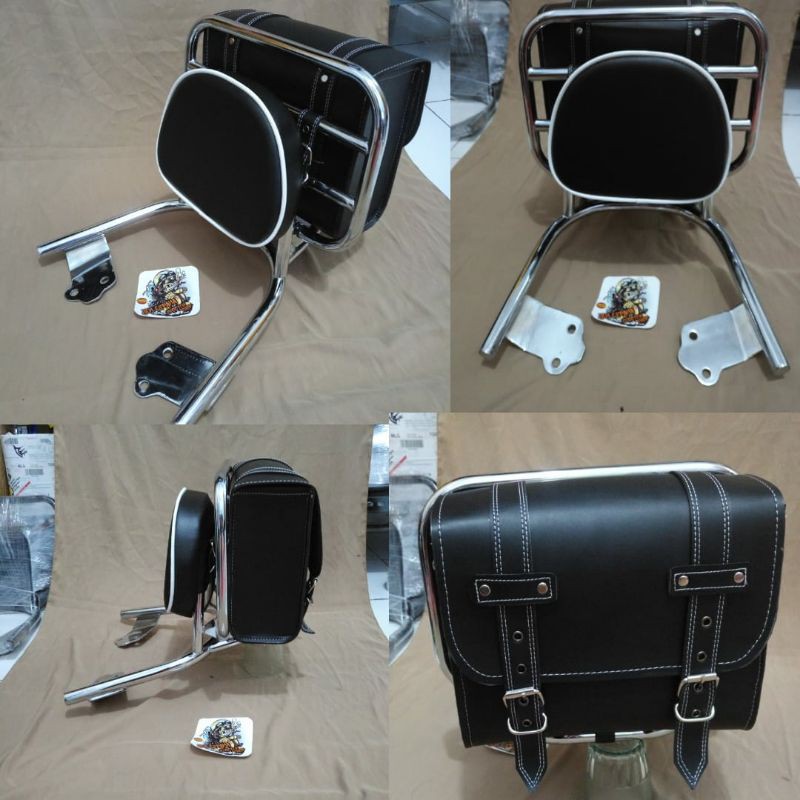Honda Scoopy Back Rack plus bag / stirrup Scoopy motorbike backrest ...