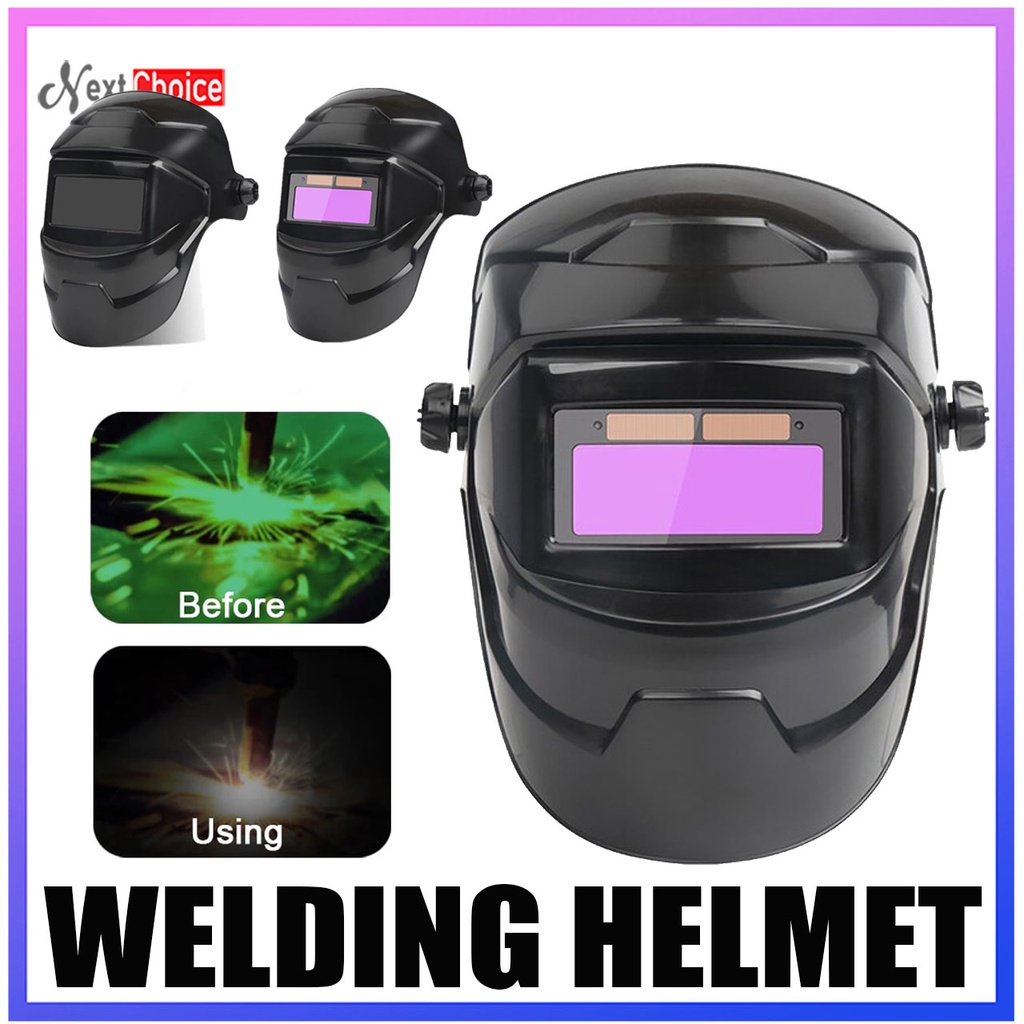 Solar Powered Auto Darkening Welding Helmet Arc Tig Mig Grinding Welder