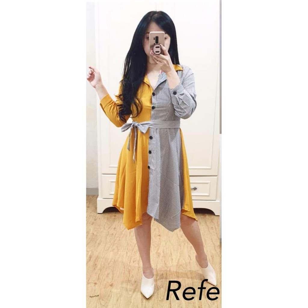 Dress Refe - Twistcone Kombi Salur All Size Fit L | Shopee Philippines