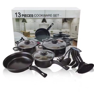 wok pan non stick 13 pcs cookware set ceramic non stick frying pan Okebukur  Non-Stick Pot Wok/frying