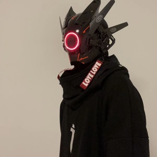 Cyberpunk Helmet Mask Glowing Halloween Helmet Cosplay Cyberpunk Costume  Helmet