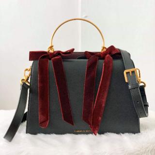 Charles and keith cheap velvet bow detail handbag