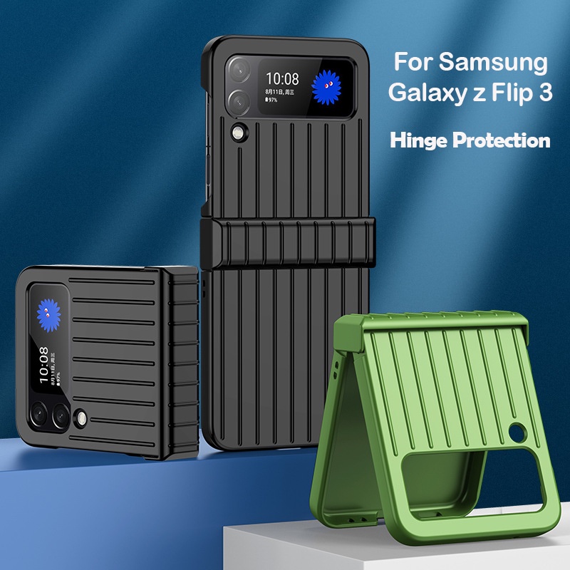 Z Flip 3 Hinge Case Armor Shockproof Cover For Samsung Galaxy Z Flip 3 Flip3 5G Case Full Back