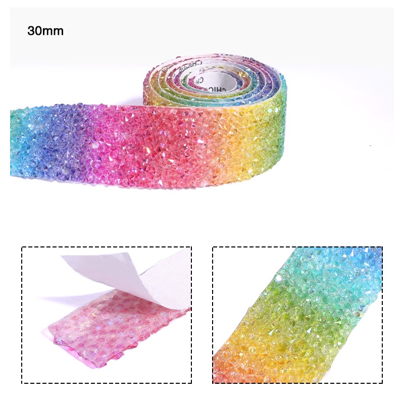QIAO Self-adhesive Rhinestones Trim Glitter Crystal Tape Strass Ribbon ...