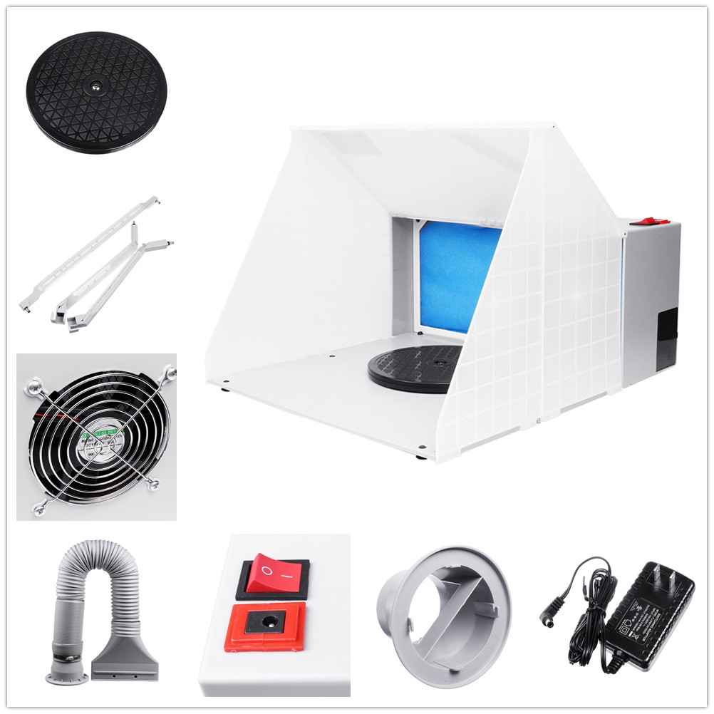 Portable Hobby Airbrush Paint Spray Booth Kit Exhaust Filter