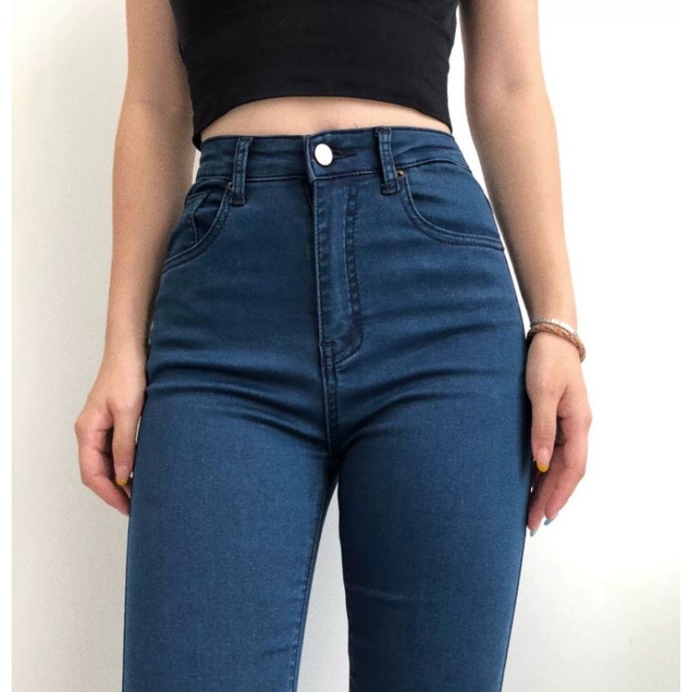 Korean high waist stretchable ankle skinny jeans | Shopee Philippines