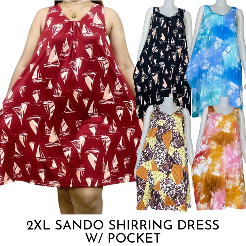 2XL Plus Size Sando Shirring Dress w/ Pocket | M-XXL | Taytay Tiangge ...