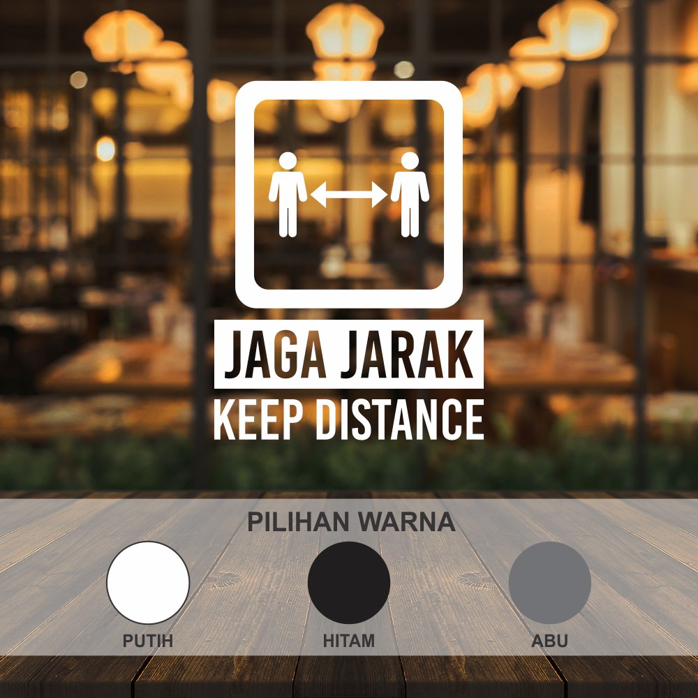 Cutting Sticker Keep Distance Ind Eng Square Glass Sticker Cafe Resto ...